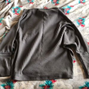 Grey off the shoulder waffle sweater